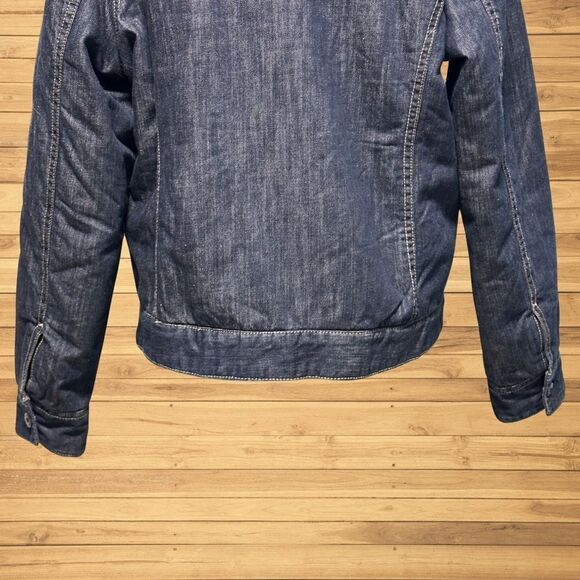 Dickies Work Womens Denim Jean Jacket Size L Blue Sherpa Lined - Picture 6 of 10